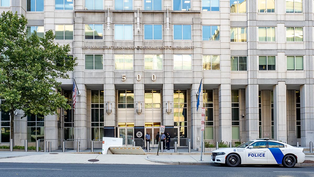 The Immigration and Customs Enforcement building in Washington.